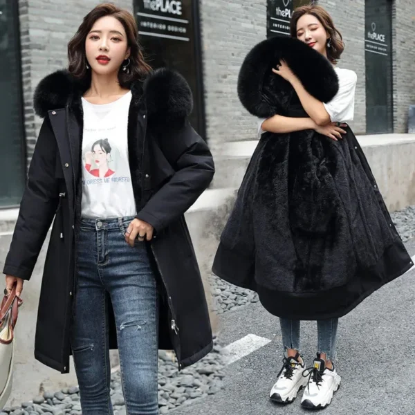 Winter Jacket 2023 New Women Parka Clothes Long Coat Wool Liner Hooded Jacket Fur Collar Thick Warm Snow Wear Padded Parka 6XL - Image 2