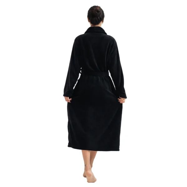 RONGTAI Women's solid color lapel bathrobe autumn and winter models facecloth warm and comfortable long-sleeved robe homewear - Image 2