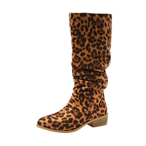 Leopard Women High Boots Sexy Chunky Pointed Toe Knee High Shoes Woman 2024 Trend Winter New Gladiaotor Motorcycle Botas Mujer - Image 6