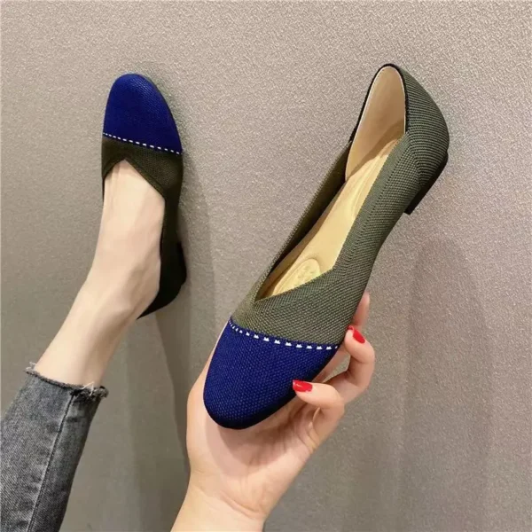 Women shoes Fashion flat bottomed shoes Elastic knitted breathable circular toe cap Latex sweat absorbing insole Non slip rubber - Image 6
