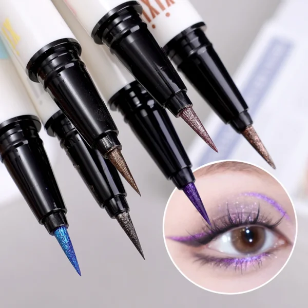 6 Colors Thin Pearlescent Eyeliner Liquid Pencil 3 in 1 Shiny Silkworm Eye Shadow Stick Lasting Smooth Glitter Eyeliner Makeup - Image 3
