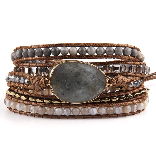 Fashion Handma Bohemian Women Jewelry Accessory Mixed Natural Stones Charm 5 Strands Wrap Bracelets Gift - Image 4