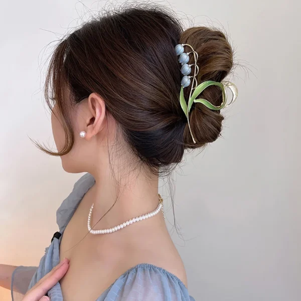 Girls Sweet Opal Flower Hair Clip Exquisite Ponytail Claw Clip Shark Clip Woman Hair Clip Accessori For Girl Hair Accessories - Image 4