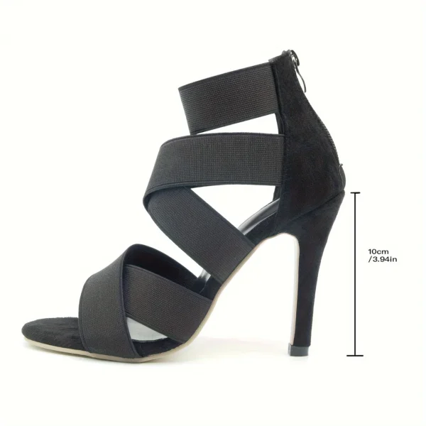 Black Sexy Open Toes Gladiator Shoes Womens Sandals Super High Heel Pumps Ladies Broadband Back Zipper Party Wedding Sandal - Image 6