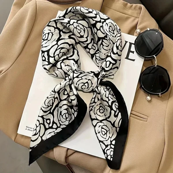 Fashion Luxury Brand 70cm Silk Square Scarf Women Satin Neck Tie Female Hair Bandana Headkerchief Shawl Wrap Hijab Echarpe - Image 3