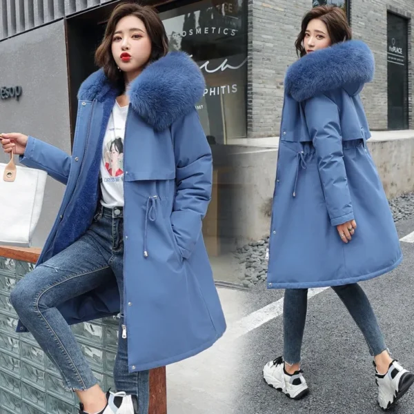 Winter Jacket 2023 New Women Parka Clothes Long Coat Wool Liner Hooded Jacket Fur Collar Thick Warm Snow Wear Padded Parka 6XL - Image 4