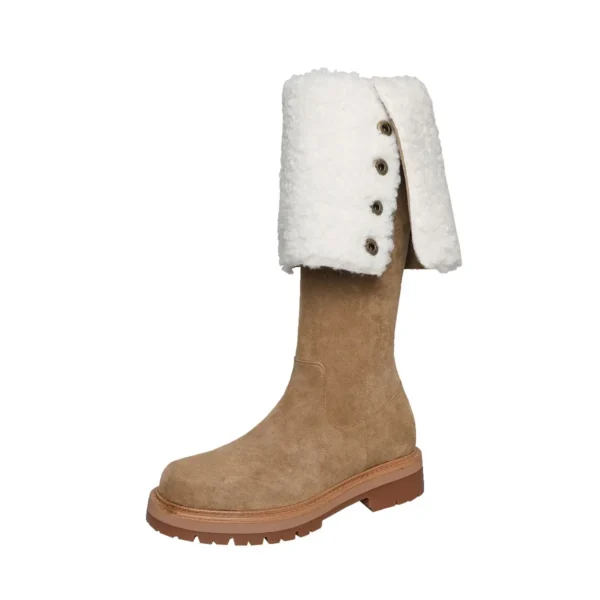 2023 new winter warm shoes Women over-the-knee boots 22-25cm flock+plush modern boots side zip button platform boots snow boots - Image 6