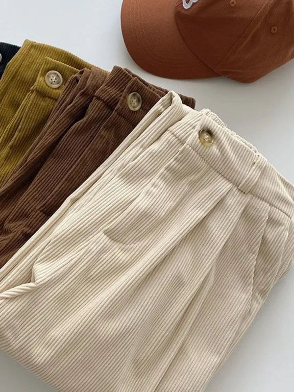 Vintage High Waist Corduroy Pants Women Classic Baggy Wide LegTrousers Korean Fashion All Match Streetwear Overalls Clothing - Image 4