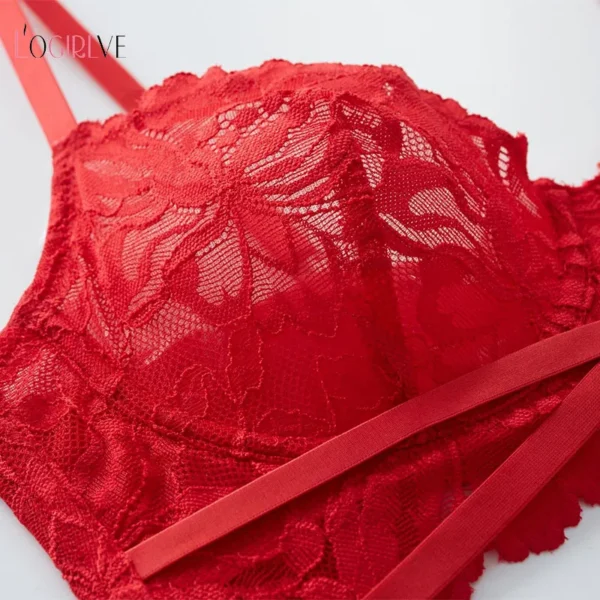 Logirlve Sexy Ultra-thin Cup Lingerie Set High Quality Bra Set Push Up Brassiere Lace Embroidery Women's Underwear Set - Image 5