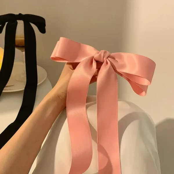 Fashion Satin Fabric Hair Bow Hairpin For Women Girls Ribbon Hair Clips Black Beige Big Bowknot Top Clip Female Hair Accessories - Image 6