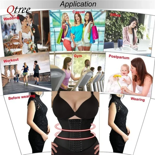 Qtree Dress Slimming Waist Trainer Belt Shapewear Women Belly Cincher Body Shaper Fat Compression Strap Girdles Firm Hook Corset - Image 5
