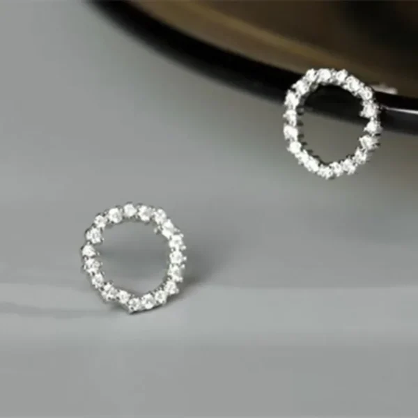 Delicate Small Circle Stud Earrings for Women Gold Color Crystal Minimalist Korean Party Summer Fashion Jewelry Accessories - Image 3