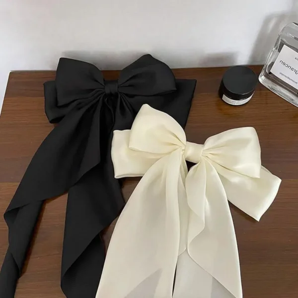 Large Bow Hairpin Summer Chiffon Big Bowknot Stain Bow Barrettes Women Girl Solid Color Ponytail Clip Hair Accessories - Image 4