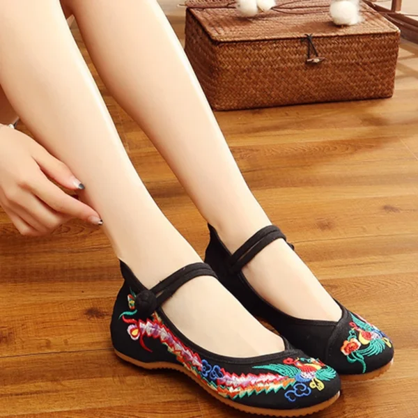 Chinese Embroidered Floral Canvas Shoes Traditional Chinese Old Peking Ballerina Female Casual Flat Loafer Shoes Women - Image 5
