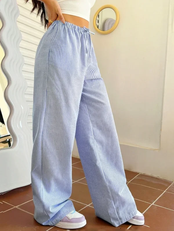 Europe And The United States Autumn And Winter Women's New Striped Casual Pants School Season Wansheng Daily Wear - Image 3