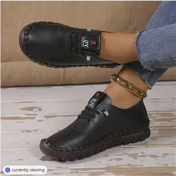 Sneakers Women Shoes Loafers Lace Up Leather Flat New Spring 2023 Casual comfortable Mom Shoe Mujer Zapatos Chaussure Femme - Image 3