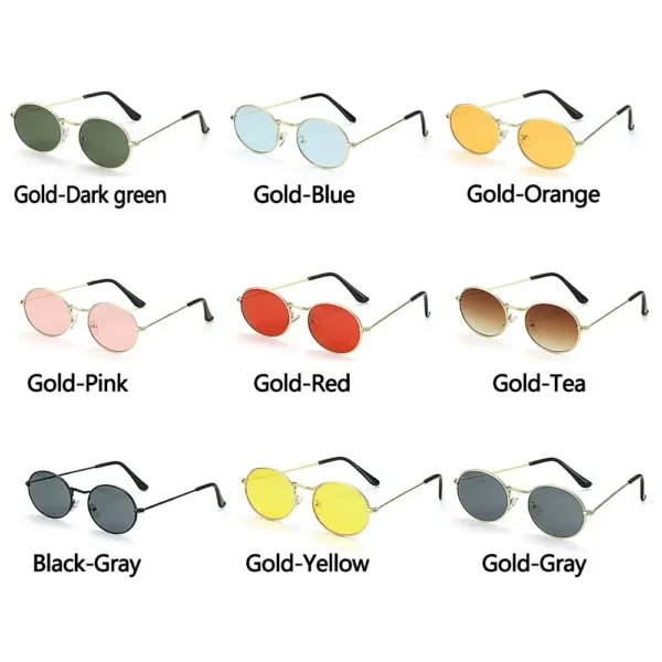 Women Steampunk Oval Sunglasses Gold Silver Small Frame Retro Sex Round Sunglasses 400UV Gradient Mirror Glasses Driver Goggles - Image 3