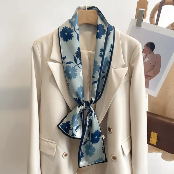 50 Color New Women Silk Feel Printed Design Scarf Shawl Fashion Luxury Long Narrow Small Silk Scarves Ladies Headband Headscarve - Image 3