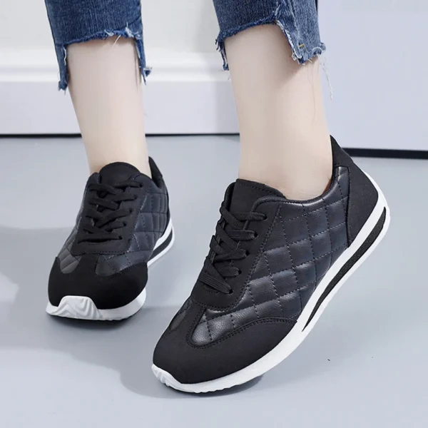 Women Casual Walking Shoes Summer Flat Lace Up Leather High Quality Sneakers Fashion Wild Flat-bottomed Loafers Women Sneakers - Image 5