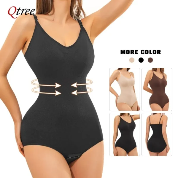 Qtree Plus Size Bodysuit Shapewear Women's Tummy Control Sculpting Bodysuit Body Shaping One-piece Underwear Slimming Shapewear - Image 3