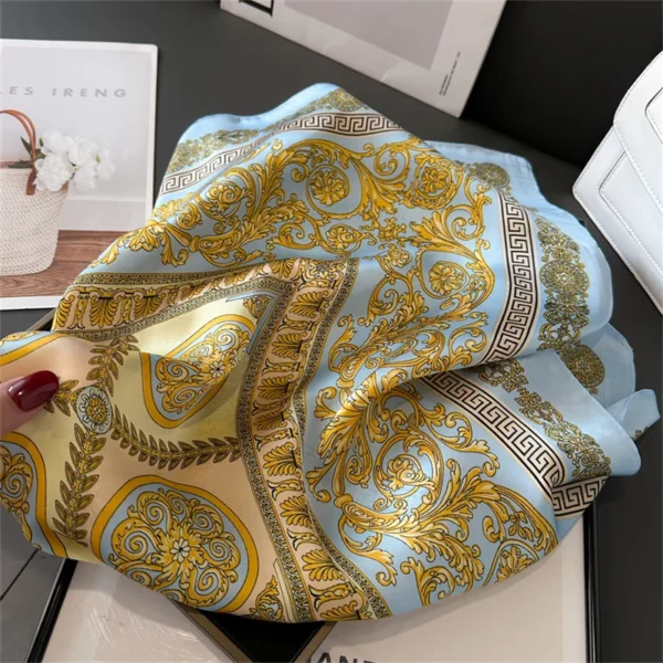 2024 New Fashion 70X70cmPrinted Women's Scarf Pashmina Silk Scarf Square Shawl Decorative Headband Neck Luxury Design Bandana - Image 3