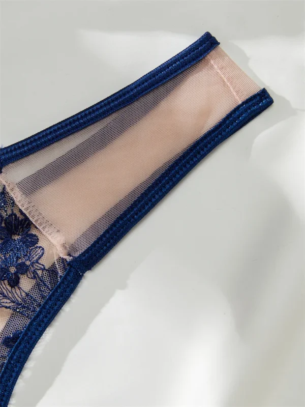 Mesh Embroidered Lingerie Sets for Women Delicate Eroctic Lingerie Female Fancy Underwear Intimate Transparent Bra Sets 3-Point - Image 6
