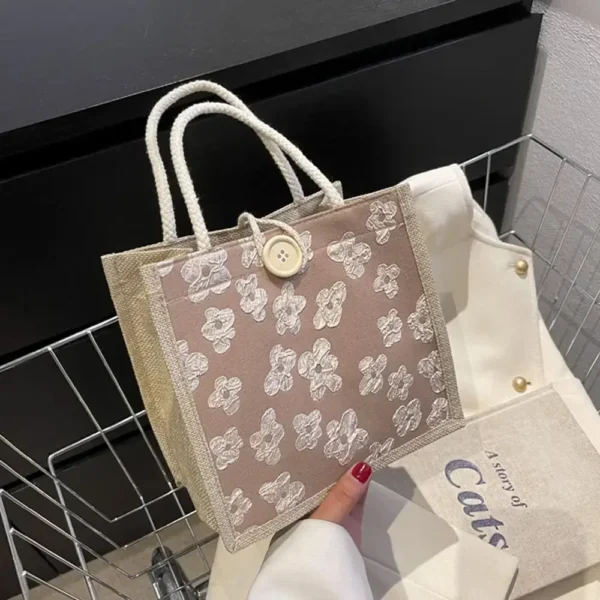 2024 Linen Bags Handbag For Women Shopper Tote Bag Fashion Designer Bag Convenient Large-capacity For Travel Grocery Bag - Image 6