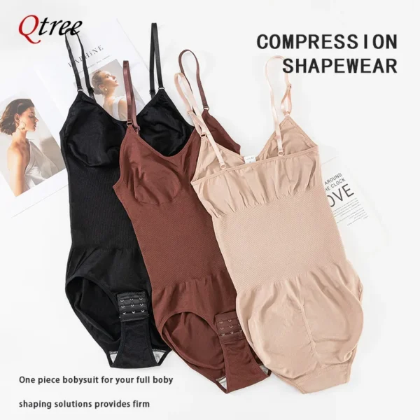 Qtree Plus Size Bodysuit Shapewear Women's Tummy Control Sculpting Bodysuit Body Shaping One-piece Underwear Slimming Shapewear - Image 4