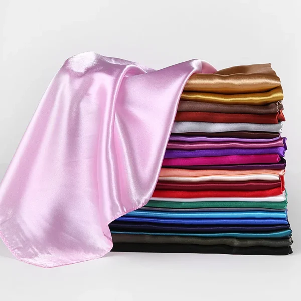 Luxury Brand Silk Scarf Women Satin Solid color Hijab Scarves Muslim Pareo Bandana Female Shawl Wrap Headband Foulard 90*90cm - Image 4