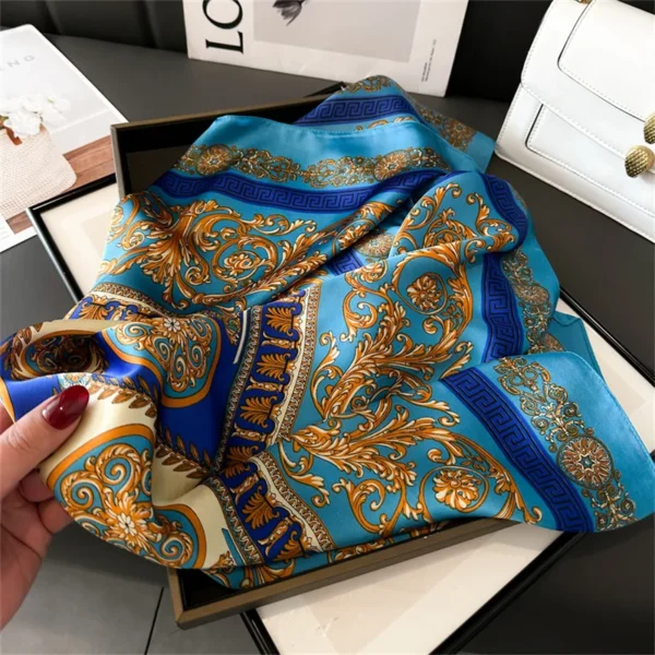 2024 New Fashion 70X70cmPrinted Women's Scarf Pashmina Silk Scarf Square Shawl Decorative Headband Neck Luxury Design Bandana - Image 6