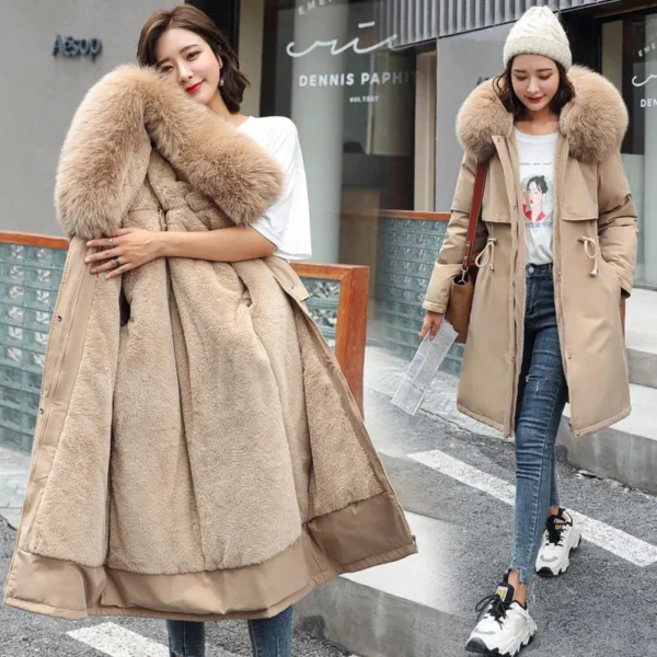 Winter Jacket 2023 New Women Parka Clothes Long Coat Wool Liner Hooded Jacket Fur Collar Thick Warm Snow Wear Padded Parka 6XL - Image 5