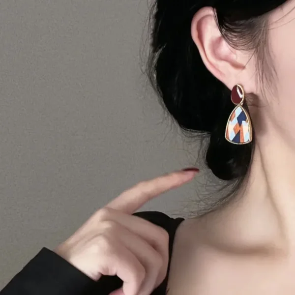Silver Needle Wine Red Retro Hong Kong Style No Pierced Female Temperament High Sense Pearl Earrings High Sense Earrings Jewelry - Image 4