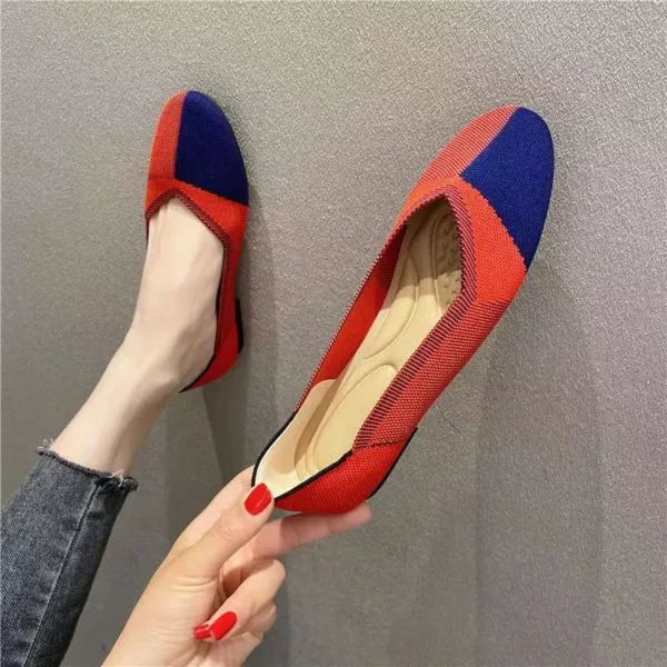 Women shoes Fashion flat bottomed shoes Elastic knitted breathable circular toe cap Latex sweat absorbing insole Non slip rubber - Image 3