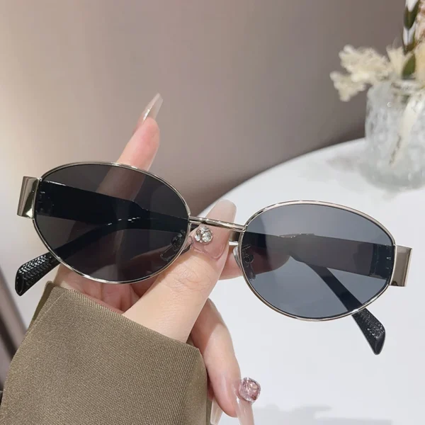 Trendy Oval Sunglasses for Women 2024 Luxury Brand Designer Metal Frame Sun Glasses Ladies Classic Vintage Round Shades Unisex - Image 6