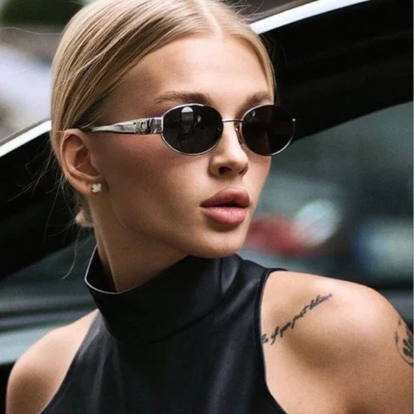 Trendy retro punk oval sunglasses women men unisex Girls Fashion Design round UV400 drive outdoors glasses eyeglasses eyewear - Image 5
