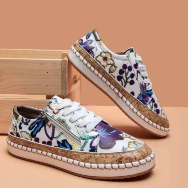 Sneakers Lady Women's Vulcanized Shoes 2024 Elegant Floral Printed Lace-up Female Platform Shoes Fashion Women Casual Footwear - Image 2