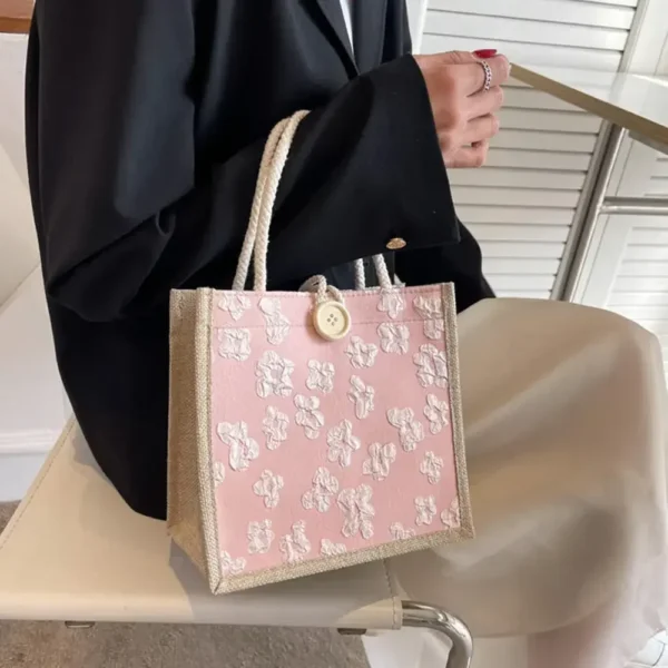 2024 Linen Bags Handbag For Women Shopper Tote Bag Fashion Designer Bag Convenient Large-capacity For Travel Grocery Bag - Image 4