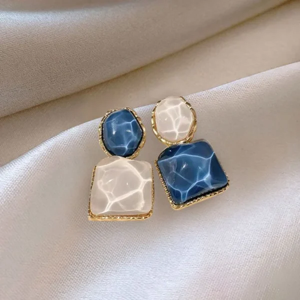Fashion Vintage Resin Geometric Drop Earrings for Women Charms Elegant Irregular Blue Pendant Earrings Jewelry Party Gifts 2024 - Image 6