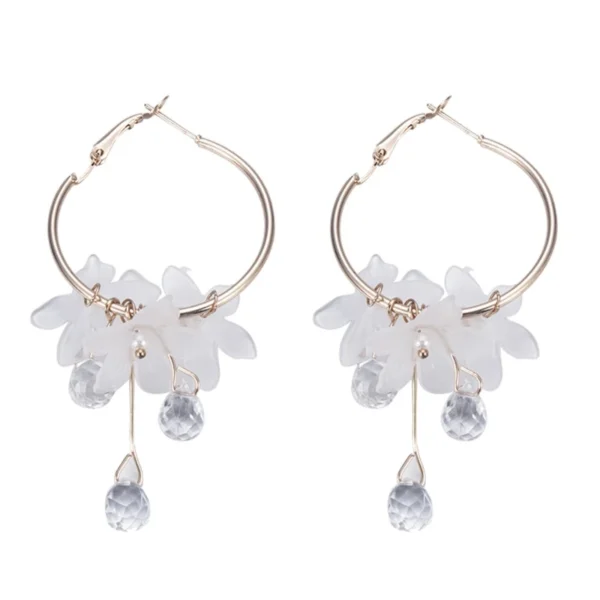 new korean sweet transparent crystal flower drop earrings for women temperament long tassel earrings female elegant jewelry gift - Image 5