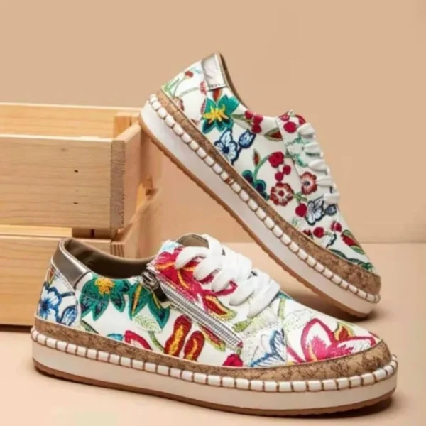 Sneakers Lady Women's Vulcanized Shoes 2024 Elegant Floral Printed Lace-up Female Platform Shoes Fashion Women Casual Footwear - Image 5