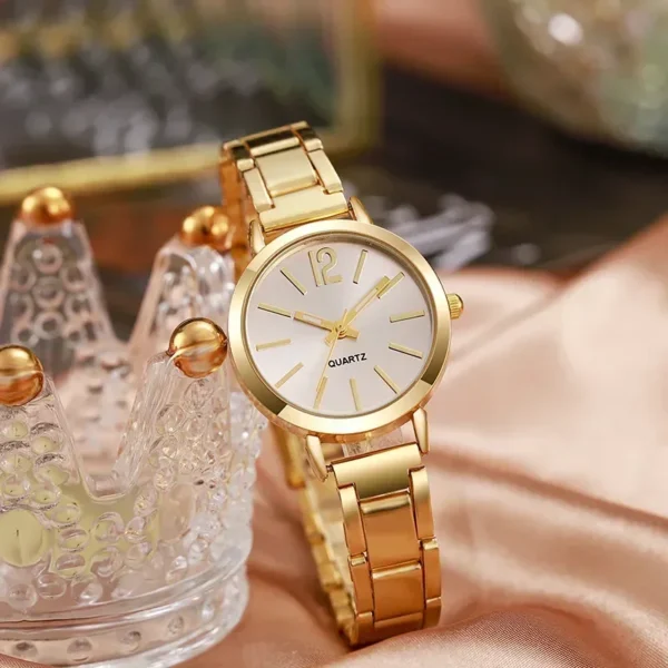 Luxury Watch for Women Simple Round Dial Stainless Fashion Gold Bracelet Quartz Wristwatch Students Ladies Watches Reloj Mujer - Image 2