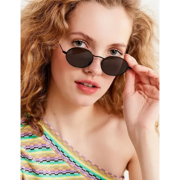Women Steampunk Oval Sunglasses Gold Silver Small Frame Retro Sex Round Sunglasses 400UV Gradient Mirror Glasses Driver Goggles - Image 2