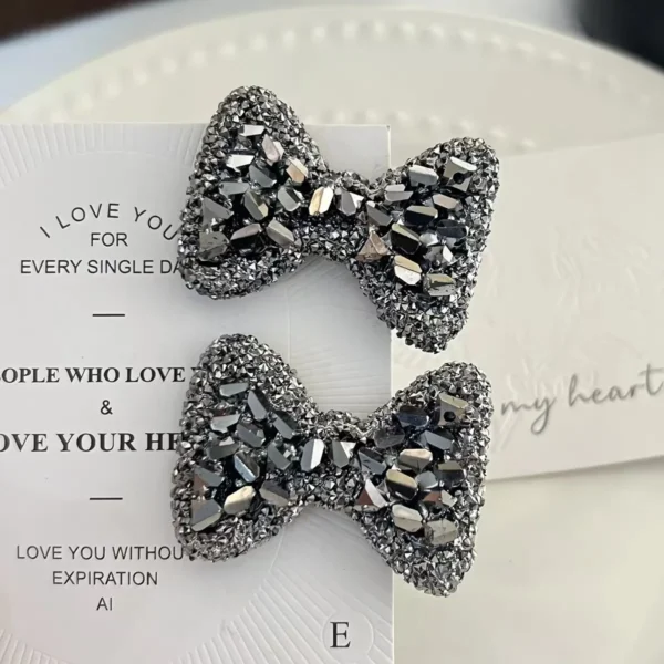 Shiny Rhinestone Metal Hair Clips For Women Fashion Simple Silver Color Bow Hairpins Girls Hair Accessories Hairgrips Jewelry - Image 4