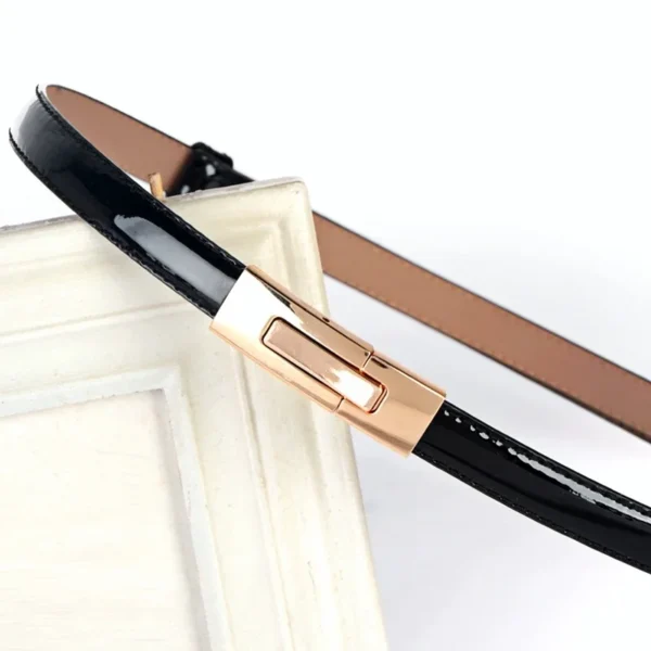 Adjustable Leather Ladies Dress Belts Skinny Thin Women Waist Belts Strap Gold Color Buckle Female Fashion Waistband - Image 6
