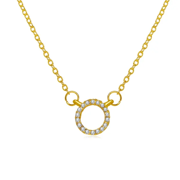 2025 Trend Elegant Jewelry Crystal Circle Pendant Necklace Golden Color Unquie Women Fashion Necklace Wholesale - Image 6