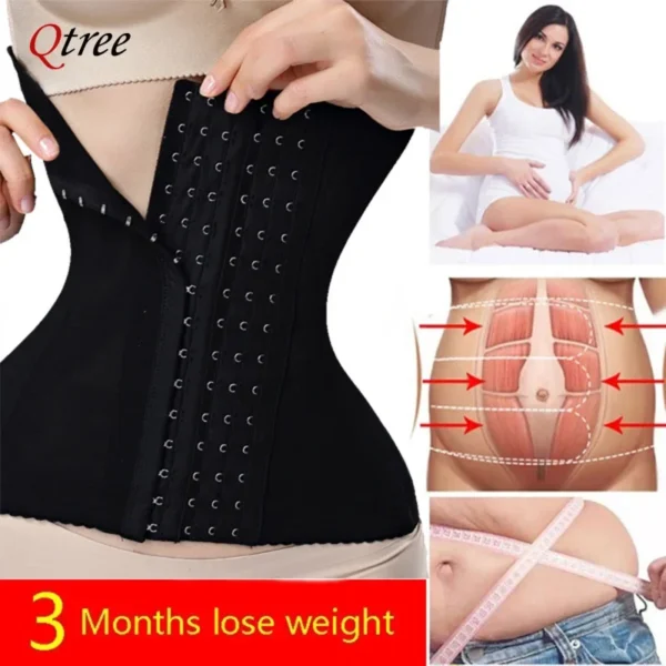 Qtree Dress Slimming Waist Trainer Belt Shapewear Women Belly Cincher Body Shaper Fat Compression Strap Girdles Firm Hook Corset - Image 3