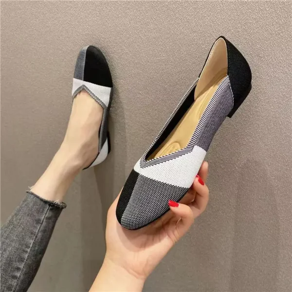 Women shoes Fashion flat bottomed shoes Elastic knitted breathable circular toe cap Latex sweat absorbing insole Non slip rubber - Image 4