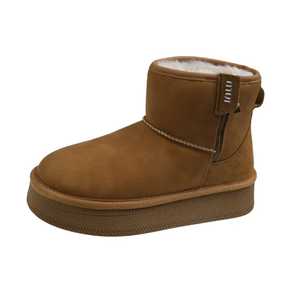 White Ankle Boots Zipper Shoes Winter Footwear Clogs Platform Boots-Women Luxury Designer Round Toe Plush Australia Flat Heel Lo - Image 2