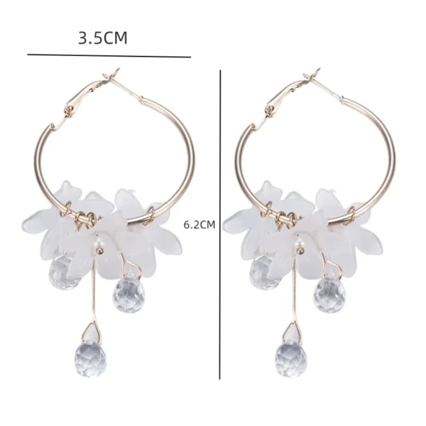new korean sweet transparent crystal flower drop earrings for women temperament long tassel earrings female elegant jewelry gift - Image 3