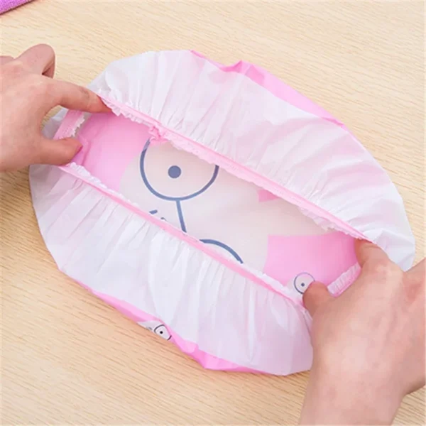 2043 fashion cute adorable cartoon series lace Waterproof Shower cap Korea shampoo cap - Image 3
